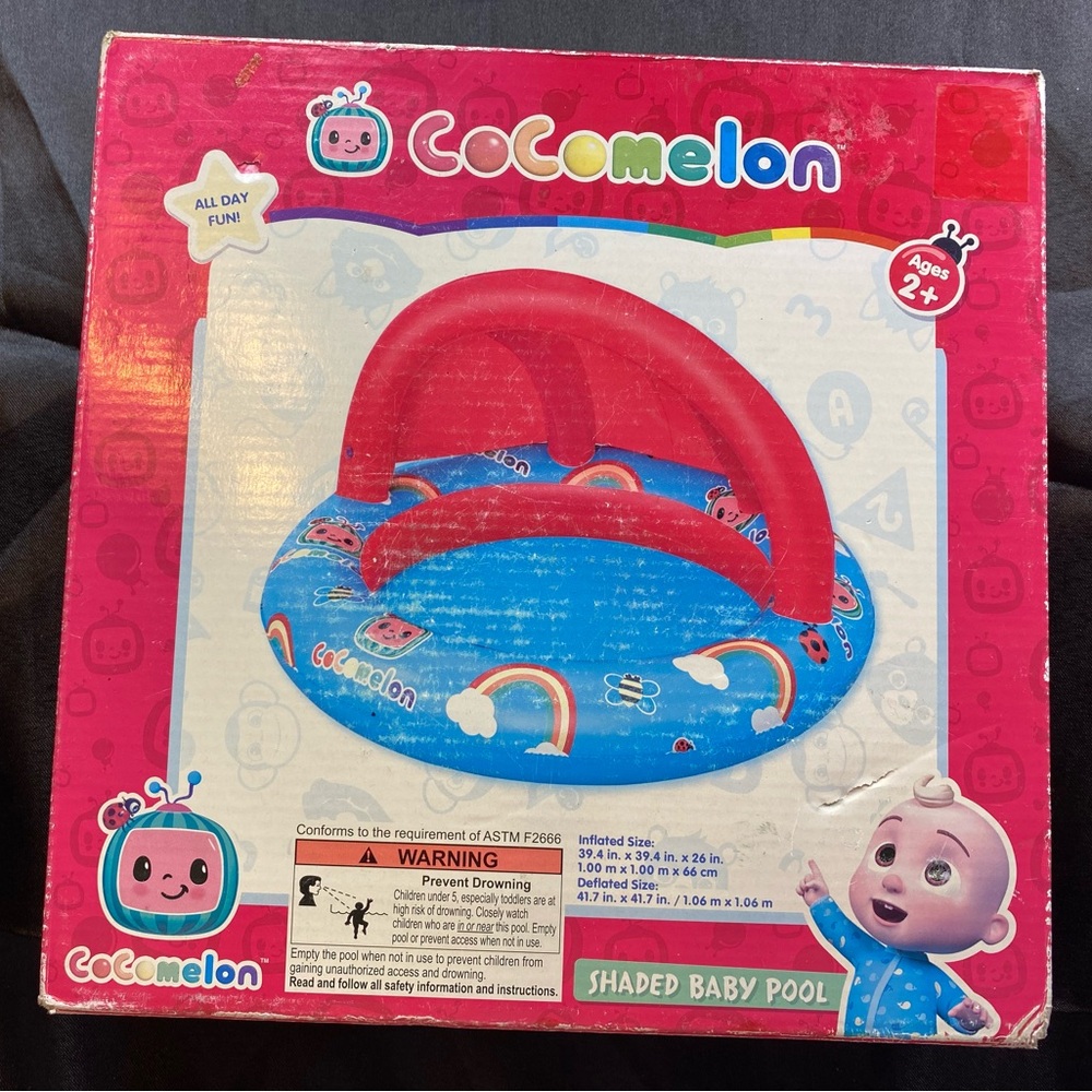 CoCoMelon Inflatable Shaded Baby Pool Toddler NIB